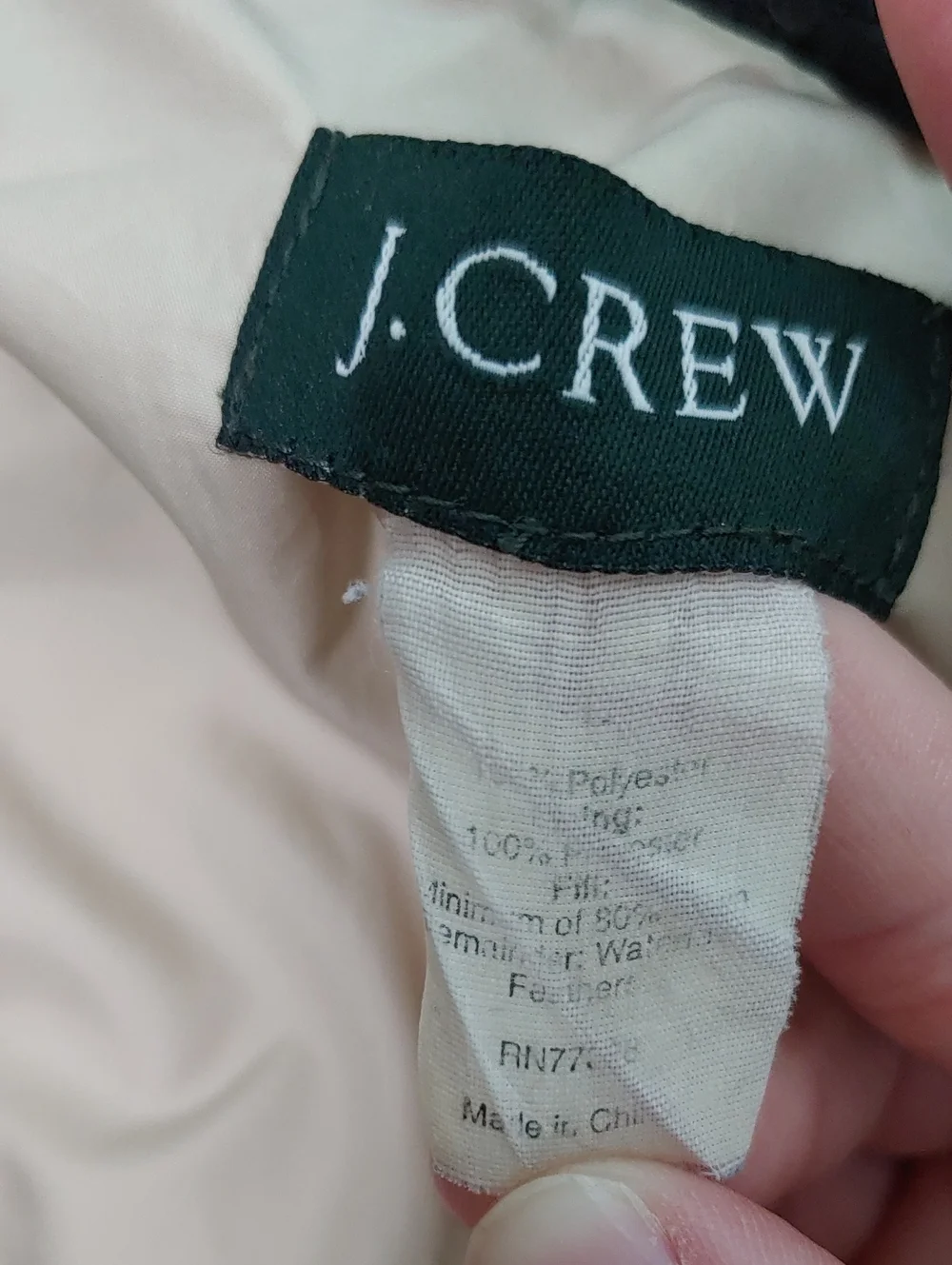 Vintage J. Crew Down Coat Men's Black Quilted Puffer Jacket Size L